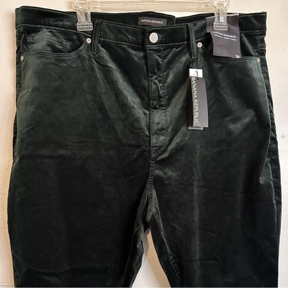 Banana Republic Women's Green Velvet Skinny High Rise Ankle Pants Size 35 - Picture 2 of 10